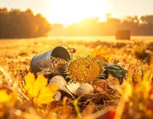 Autumn Harvest Bounty - A Golden Field of Abundance.