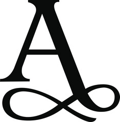 Lettrine A or elegant-style chiffre with decorative ligature for a sophisticated look.