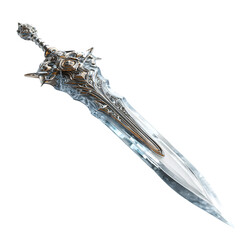 Ornate fantasy sword with intricate details and glowing elements isolated on transparent background