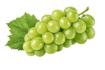 Fresh green grape cluster isolated on white background,Shine Muscat Grape isolated on white background