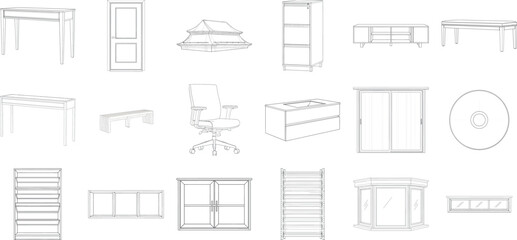 Variety of furniture and architectural elements