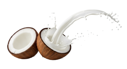 Fresh Coconut Milk Splash Transparent Background PNG