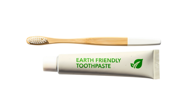 Sustainable oral care products on transparent background