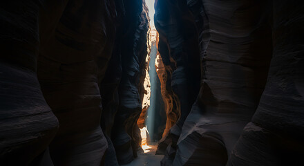 Antelope Canyon Sunlight Beam Through Slot Canyon