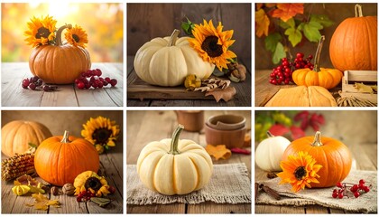 Autumn Harvest - Pumpkins and Sunflowers in a Seasonal Display.
