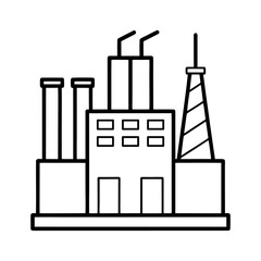 Power Plant Outline Line Art Vector Illustration