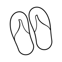Slippers Outline Vector Illustration | Footwear Line Art Icon Design