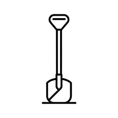 Snow Shovel Outline Vector Illustration | Winter Tool Line Art Design
