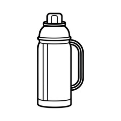 Thermos Outline Vector Illustration | Travel Bottle Line Art Drawing