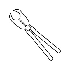 Tongs Outline Vector Illustration | Kitchen Tool Line Art Vector