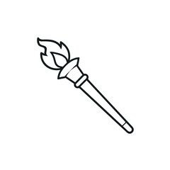 Torch Outline Vector Illustration | Flashlight Line Art Vector