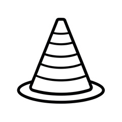 Traffic Cone Outline Vector Illustration | Road Safety Line Art Icon