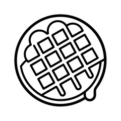 Waffle Outline Vector Illustration | Breakfast Food Line Art Vector