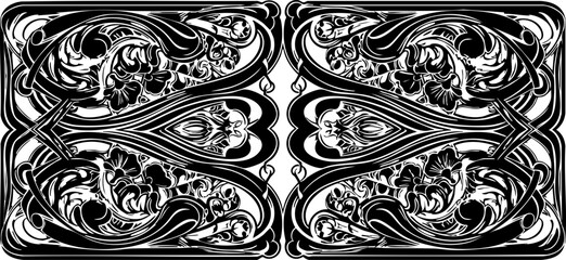 Elegant Art Nouveau floral border design with intricate swirling patterns and delicate botanical elements, perfect for luxurious invitations and vintage branding.