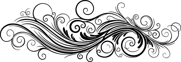 Fototapeta premium Elegant black flourish swirls add a decorative vintage touch perfect for invitations, stationery, and elegant design projects