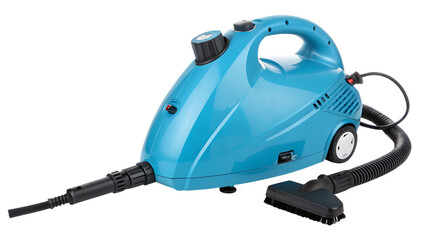 Fototapeta premium Innovative steam cleaner in vibrant blue for sparkling clean surfaces. Cut out on PNG. AI GENERATED.