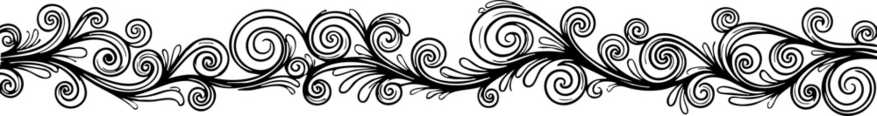 Elegant black swirl decorative border design with ornate flourishes and vintage scrollwork elements for artistic enhancement