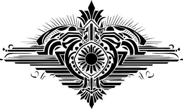 Elegant Art Deco ornamental flourish design symbolizing luxury, sophistication, and timeless style for premium branding and decorative applications.