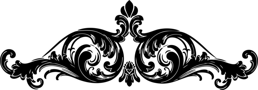 Elegant ornate black flourish design element adds a touch of classic sophistication and vintage charm to any creative project