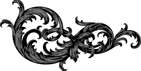 Elegant ornate scrollwork design flourishes with intricate vine details creating a sophisticated decorative element for premium branding and artistic projects