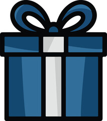 Blue gift box with ribbon isolated on transparent background