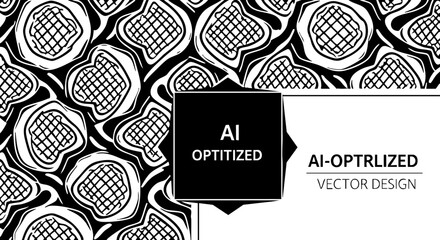 Modern abstract vector pattern, organic shapes with grid, striking monochrome design, adaptable for textiles, backgrounds, and creative projects, scalable art © Artesian Edge
