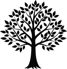 Fototapeta premium Tree Vector Illustration. Silhouette. Garden Plant Graphic. Natural Ecology Element. Tree With Leaves Woodland Forest Symbol Design