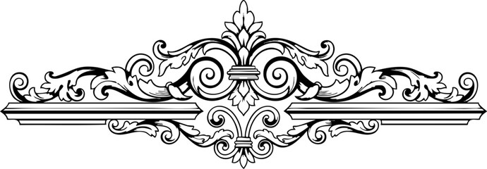 Naklejka premium Elegant decorative flourish with intricate scrollwork and floral motifs, perfect for invitations, stationery, and vintage designs