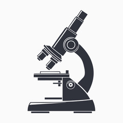 The dark scientific microscope reveals its simple elegance, ready for any laboratory investigation