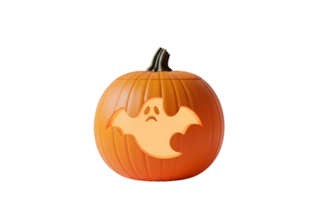 Jack o lantern with a candle isolated on transparent background