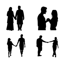 Silhouettes of man and woman relationship.
