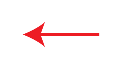 A minimalist graphic illustration showcases a bold red arrow pointing leftward on black.