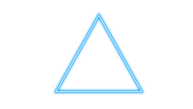 Crisp, azure triangle outlined in white stands out vividly against a black background.