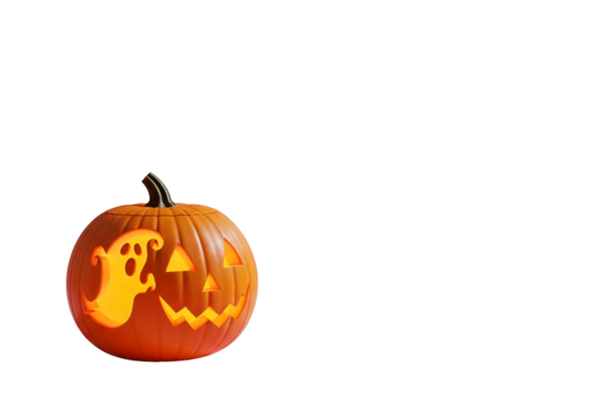 Jack o lantern with a candle isolated on transparent background