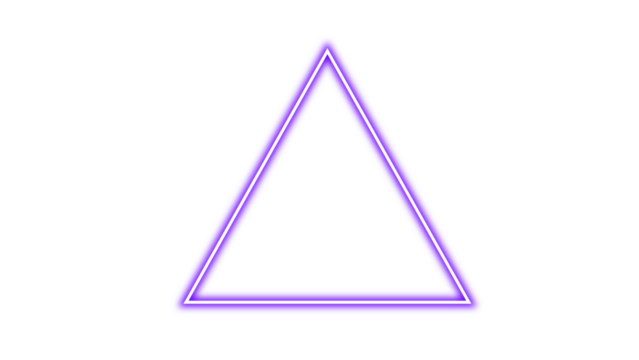 A vibrant violet triangle, framed by white, stands boldly against stark black space.