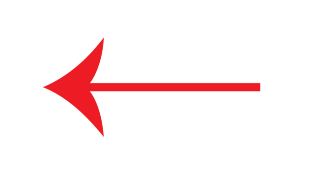 Bold red arrow points toward the left on a solid black backdrop creating direction.