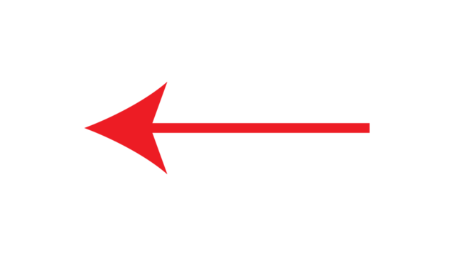 A minimalist graphic illustration showcases a bold red arrow pointing leftward on black.