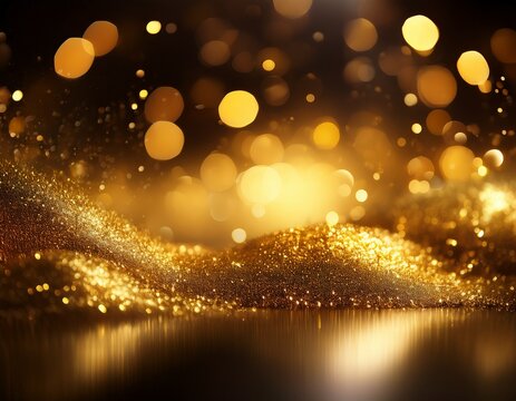 bokeh dore avec des eclats lumineux et des reflets scintillants creant une ambiance chaleureuse et feerique de fin d annee noel nouvel an reveillons anniversaire noir et dore