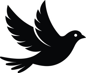Soaring Dove Silhouette: Graceful Symbol of Peace, Freedom, and Hope. Simple Bird Icon Vector Illustration