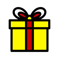 Yellow gift box vector illustration isolated on transparent background