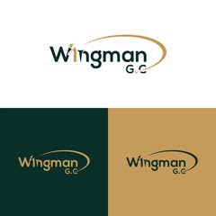 Elegant minimalist golf emblem featuring swing arc design in gold and deep green logo design