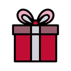 Gift box with red ribbon isolated on transparent background