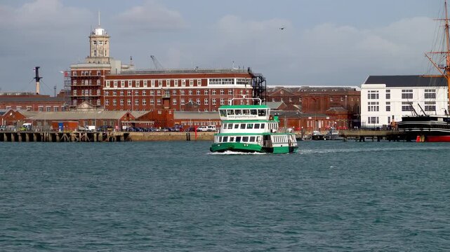 the Spirit of Portsmouth, the Gosport Ferry crossing Portsmouth Harbour