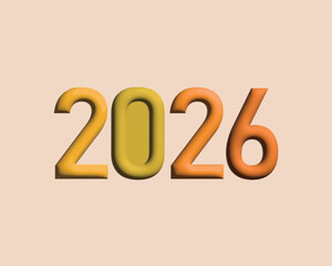 2026 Letter 3D Text Drawing, Vector Letter Design