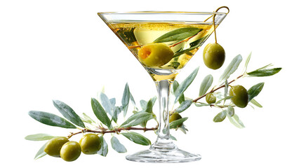 Martini with Olive Garnishes, isolated on transparent background