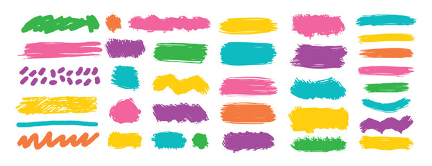 Brush paint background frame box. Color stroke brush paint for text box square frame. Vector hand drawn banner background set graphic element.