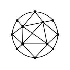 Geometric shape within circular outline silhouette