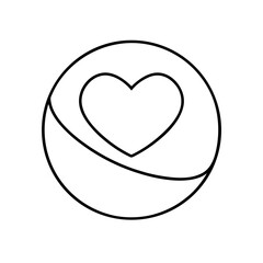 Simple heart inside a circle line drawing silhouette