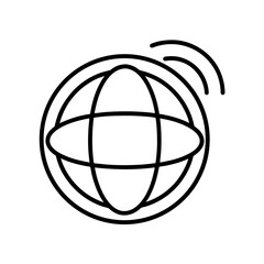 Outline globe with connection signals silhouette
