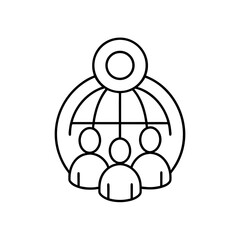 Teamwork global network connection icon silhouette